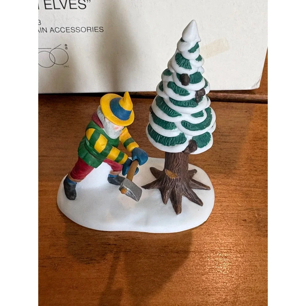 Department 56 Woodsmen Elves Mens OS Village Accessory Multicolor Porcelain Set